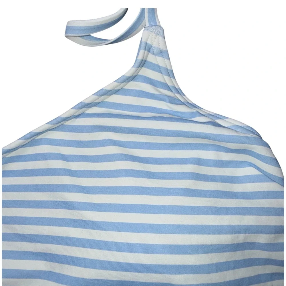 Kate Spade One Shoulder One Piece Swimsuit Large‎ Blue Ringmaster Stripe Cutout